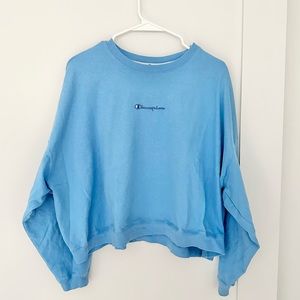 Champion blue cropped oversized dropped shoulder tshirt size xl